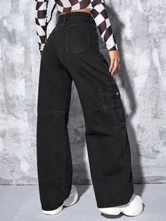 Upgrade your denim game with these High Rise Chain Pocket Denim Cargo Pants. These pants feature a high-rise waistline that offers a flattering and on-trend look. The chain pocket detailing adds a unique and edgy element to the design. Whether you pair them with a graphic tee or a fitted blouse, these high-rise chain pocket denim cargo pants will give your outfit a fashion-forward and statement-making appeal. Specifications: Jeans Style: Cargo Pants Details: Button, Chain, Pocket, Zipper Waist L Edgy Baggy High-waisted Jeans, Edgy High Waist Baggy Jeans, Edgy Baggy High Waist Jeans, Y2k High Waist Cargo Jeans, High Waist Grunge Cargo Jeans For Streetwear, Edgy High-waist Jeans For Streetwear, Edgy High Waist Jeans For Streetwear, Edgy Baggy High Waist Flare Jeans, Trendy Full-length Cargo Jeans For Streetwear