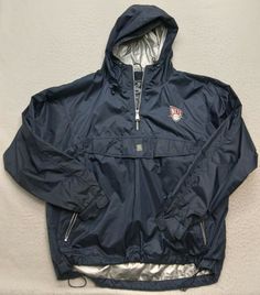 GEAR FOR SPORTS Men's Nylon Blue NETS BASKETBALL Wind Breaker Jacket Size Medium ALL NEW AND PRE-OWNED CLOTHING IS CAREFULLY INSPECTED FOR RIPS, STAINS, HOLES, AND THREAD CONDITION.SEE LAST PHOTO FOR ACTUAL MEASURED SIZING. ALL ITEMS SHIP USPS PRIORITY MAIL.THANKS FOR VISITING JADECROW. Blue Collegiate Track Jacket For Sports Events, Navy Sporty Windbreaker For Outdoor Activities, Moisture-wicking Windbreaker For Sports Events, Blue Collegiate Track Jacket For Sports, Functional Windbreaker For Sports Events, Sporty Nylon Outerwear For Sports Events, Functional Moisture-wicking Windbreaker For Sports Events, Sporty Navy Outerwear For Sports Events, Collegiate Blue Sports Outerwear