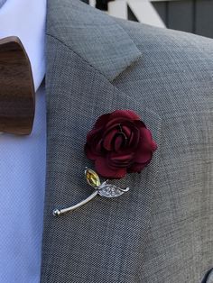 Excited to share this item from my shop: Rose Flower Red Lapel Pin, Enamel Pin, Wedding Lapel Pin Flower, Groomsmen Green Wedding Boutonniere Lapel Pin #customlapelpin #broochjewelrypin #lapelpinmen #lapelpinformen Brooch Boutonniere