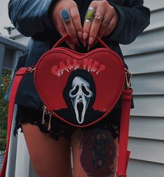 Scream inspired “CALL ME?” Bag by galisapio on Etsy Me Bag, Horror Scream, Heart Purse, Painted Purse, Custom Purses, Horror Decor, Ghost Face, Gothic Horror, Red Bags