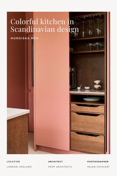 Colourful Scandinavian kitchen design in London Edwardian Townhouse, Scandi Kitchen, Colourful Kitchen, Scandinavian Kitchen Design, Colourful Home, Spice Drawer, Colorful Kitchen