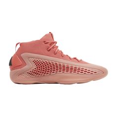 the nike zoom basketball shoe is shown in pink