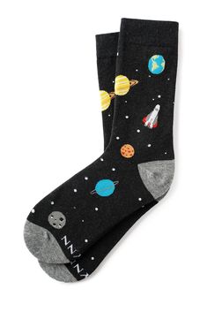 For when you need some space. You’ll be in another style galaxy with these Space Socks on your feet. You will blast off into space with this pair of out-of-this-world socks. Perfect for NASA lovers and aspiring space cadets alike. Trans Tips, 80s Socks, Space Clothes, Space Shoes, Solar Moon, Galaxy Socks, Space Socks, I Need My Space, Sock Designs