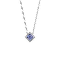 Chris Correia Fine Jewelry is distinguished by the brand's contemporary yet timeless designs like this chic platinum pendant necklace featuring a faceted square cut tanzanite center stone which is accented with pave diamonds. Luxury Tanzanite Necklace With Brilliant Cut, Luxury Silver Tanzanite Necklace, Elegant Tanzanite White Gold Necklace, Formal Tanzanite Diamond Cut Necklace, White Gold Tanzanite Necklace For Formal Occasions, Elegant White Gold Tanzanite Necklaces, Formal White Gold Tanzanite Necklace, Classic Tanzanite Necklace With Brilliant Cut, Elegant Tanzanite Necklace For Formal Occasions