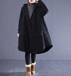 Long Women Casual Hooded Parka Plus Size Coat Jacket ,Custom make service available! Please feel free to contact us if you want custom made for this coat.Materials: cotton blendedMeasurement: One size fits all . length 60cm / 23.62"bust 128cm / 50.39"Sleeve length 67cm / 26.37" Most of our dresses are made of cotton linen fabric, soft and breathy. loose dresses to make you comfortable all the time.Flattering cut. Makes you look slimmer and matches easily.Payment:We accept payment by paypal and c Plus Size Coat, Dresses To Make, Cute Modest Outfits, Loose Dresses, Plus Size Coats, Hooded Parka, Cotton Linen Fabric, Fall Coat, Loose Dress