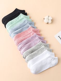 14pairs Solid Ankle Socks Multicolor    Fabric Plain    Women Socks & Hosiery, size features are:Bust: ,Length: ,Sleeve Length: Short Socks Women, Solid Socks, Ankle Socks Women, Sport Dress, Colorful Socks, Short Socks, Clothes Collection, Socks And Hosiery, Ankle Socks