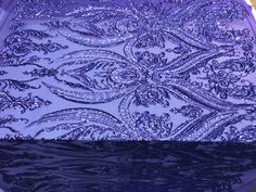 Purple Arabic Design Embroidered 4 Way Stretch Sequin Fabric Sold By The Yard ICE FABRICS