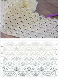 the crochet pattern is shown and it shows how to use yarn for knitting