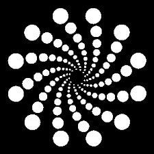 an abstract black and white image with circles in the shape of a spiral on a black background