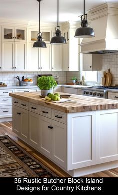 a large kitchen island in the middle of a room with white cabinets and counter tops