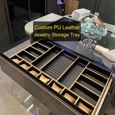 custom pu leather jewelry storage trays in stainless steel and glass for sale at the best price