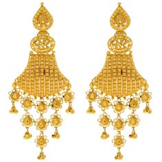 Wear this beautiful 22k Indian gold necklace and earring set for any special occasion that calls for the addition of radiant 22k gold and cultural beauty. The beaded details and filigree work used to create this gold necklace will enhance any bridal or traditional Indian gown. Features • 22k yellow gold • Filigree • Beading As a leading supplier of authentic Indian gold jewelry, we are proud to offer a wide variety of exquisite 22k gold jewelry sets for bridal and other formal occasions, . Brows 22k Gold Chandelier Earrings For Weddings And Festivals, Traditional Yellow Gold Chandelier Earrings For Wedding, 22k Gold Chandelier Earrings With Intricate Design For Wedding, Wedding Chandelier Earrings In 22k Gold With Intricate Design, 22k Yellow Gold Bridal Earrings For Festivals, 22k Gold Traditional Chandelier Earrings For Festivals, Traditional 22k Gold Chandelier Earrings For Festivals, Traditional Gold Chandelier Earrings With Cutdana, Traditional Heavy 22k Gold Danglers