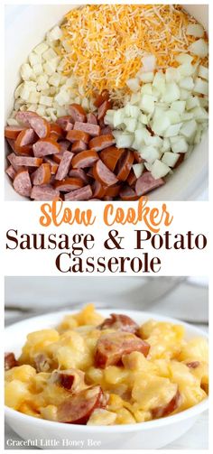 the cover of slow cooker sausage and potato casserole