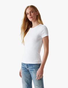 Crafted from breathable cotton, the Lexy Tee is your new go-to piece. You’ll be reaching for this essential basic everyday. Make it yours! Everyday Stretch T-shirt Basic Style, Everyday Fitted Basic T-shirt, Fitted Everyday T-shirt, Basic Everyday Fitted T-shirt, Classic Stretch T-shirt For Everyday, Classic Everyday Stretch T-shirt, Casual Stretch Shirt For Everyday, Basic Stretch Cotton Tops, Casual Fitted T-shirt For Everyday