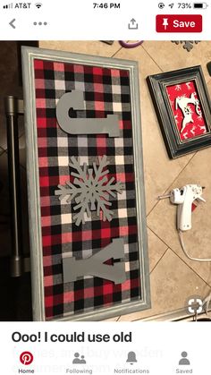 an image of a christmas card on the wall with snowflakes and letters