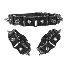 PRICES MAY VARY. High Quality Material: These spike choker bracelet set are made of quality faux leather and alloy, durable material comfortable touch feel, long time use. Convenient Size: cool punk gothic collar is 47* 2cm(18.5*0.79") , punk gothic bracelet is 25*2cm(9.84*0.79"). Leather jewelry punk rock biker style with spike rivet decoraction, button adjustable, suitable for men women. Wide Application: Great for goth accessories, metal theme parties, night club, band show, halloween party& Halloween Party Accessories, Gothic Bracelet, Goth Accessories, Punk Accessories, Black Choker, Punk Outfits, Biker Style, Choker, Punk Rock