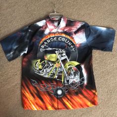 New Orange County Choppers Shirt. Men’s Size L Casual Short Sleeve Shirt For Biker Events, Casual Cotton Shirt For Biker Events, Redhead Men, Orange County Choppers, Blue Denim Shirt, Denim Shirt Men, Plaid Shirt Men, Zara Man, Long Sleeve Plaid