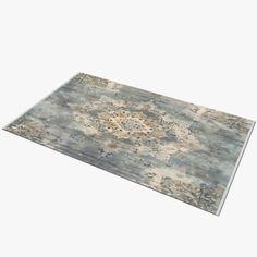 a large rug with an abstract design on the top and bottom, in grey tones