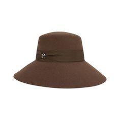 a brown hat with a bow on the side