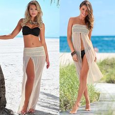 Abrigo de la playa vestido de alta calidad de ganchillo Beachwear mujeres traje de encaje Sexy limpie el pecho del Bikini Beach Cover up Holiday Beach Dress en Vestidos de Playa de Moda y Complementos Mujer en AliExpress.com | Alibaba Group Long Swimwear, Crochet Bathing Suit Cover, Beach Wrap Dress, Crochet Bathing Suits, Beach Holiday Dresses, Skirted Swimsuit, Beach Skirt, Beachwear For Women, Swimwear Cover