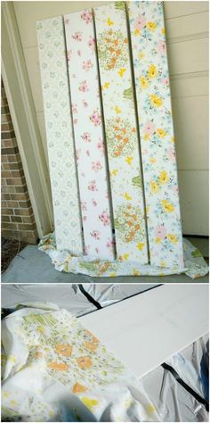 an old door is transformed into a diy vertical screen with flowers on the sides