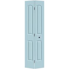 an open blue door on a white background