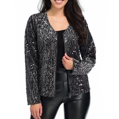 All Orders Ship Out 1-2 Business Days! Never Worn/Perfect Condition! The Color Is Charcoal Gray. Women’s Size M Sparkle And Shine With The Ultimate Glitz Jacket From Mod X, Featuring Eye-Catching Allover Sequins! The Soft Chenille Base Fabric Gives Interesting Texture To This Jacket And Makes It Comfortable And Easy To Wear. -Lining Fabric: 100% Polyester -Pocket Type/Placement: Slant Black V-neck Winter Blazer, Black V-neck Blazer For Winter, Black V-neck Blazer For Fall, Casual V-neck Outerwear For Night Out, Gray Long Sleeve Outerwear For Party, Gray Long Sleeve Party Outerwear, Coats Women, Sequin Jacket, Sparkle And Shine