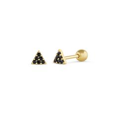 14K Solid Gold Stud Earrings Black Onyx Tiny Minimalist Screw Back Crystal Triangle Screwbacks Earring Mother’s Day Gift for Her Christmas Fine Jewelry 14k Gold Black Earrings, 14k Gold Single Black Earring, Black 14k Gold Single Earring, Minimalist Black 14k Gold Earrings, Stud Earrings Black, Tiny Earrings, Emerald Necklace, Gold Stud Earrings, Onyx Gemstone