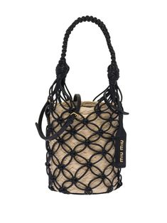 beige black straw leather mesh detailing circular top handles adjustable detachable shoulder strap Hot Handbags, Miu Miu Bag, Stylish Handbags, Chanel 2, Ballet Pumps, Iconic Bags, Demi Fine Jewelry, Trending Handbag, Boot Pumps