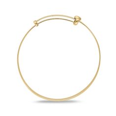 Celebrate your favorite little girl with this beautiful Personalized bangle bracelet. Crafted in warm 10K gold, this darling look features the name of your choice - up to ten characters in length - inscribed in a print font. Gleaming collars flank the center design, one topped with a sparkling diamond accent centered in a sculpted heart shape. The final sweet touch: the inscription "Baby’s First Diamond" glistens on the opposite side. Polished to a bright shine, this bracelet adjusts between 4.7 Classic Friendship Bangle Bracelets, Classic Bangle Bracelets For Friendship, Adjustable Classic Rose Gold Bracelet, Classic Adjustable Rose Gold Bracelet, Adjustable Minimalist Yellow Gold Charm Bracelet, Classic Adjustable Gold Bracelet, Adjustable Gold Bracelet For Everyday, Minimalist Adjustable Yellow Gold Charm Bracelet, 14k Yellow Gold Bracelets For Friendship