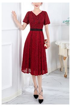 10% off now! women vneck lace knee length party dress with sleeves online. Sheprom offers formal, party, casual & more style dresses to fit your special occasions. Elegant Lace V-neck Dress For Parties, Elegant V-neck Lace Dress For Party, Elegant Knee-length Lace Dress For Wedding Guest, Elegant V-neck Lace Midi Dress, Knee-length Lace Dress For Party Season, Elegant Midi-length Lace Dress, Short Sleeve Lace Patchwork Midi Party Dress, Party Lace Patchwork Short Sleeve Midi Dress, Short Sleeve Midi Dress With Lace Patchwork For Party