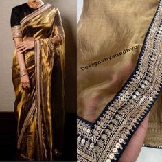 Luxury Tissue Silk Saree Fabric, Luxury Tissue Silk Dupatta For Puja, Golden Tissue Lehenga, Tissue Silk Saree Gold, Golden Tissue Saree, Saree Inspiration, Indian Fits, Handmade Saree, Saree For Wedding