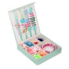 Copy and paste this link to save 10% and receive 2 free packs of Hair Accessories for the little lady in your life: https://bit.ly/InspiredByKids-Welcome A unique design for storing your children's hair accessories. All their clips, bobbles, bows and hair bands have a place in this unique Hair Accessory Storage Box. Snappy hair clips and slides fit perfectly onto the integrated ribbons in the lid, whilst hair bobbles, head bands and larger hair clips all fit neatly into the compartments. When this one little section of your life is in order, the feeling is pretty awesome! No more will you trawl through a giant tin full of hair bobbles, hair clips, head bands, and scrunchies. This incredibly handy hair accessory storage box solves the problem perfectly and keeps everything organised in one Hair Accessories Organization, Hair Accessory Storage, Hair Clip Storage, Diy Hair Clip, Souvenir Ideas, Bow Storage, Personalised Wooden Box, Hair Accessories Storage, Hair Clip Holder