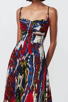 Shop for Saaksha and Kinni Multi Color Chiffon Abstract Floral Print Pleated Maxi Dress for Women Online at Aza Fashions Print Pleated Dress, Maxi Dress For Women, Abstract Floral Print, Ikat Print, Maxi Dress Online, Pleated Maxi Dress, Multicolor Dress, Pleated Maxi, Sweetheart Neck