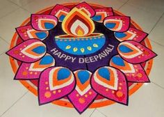 a colorful happy deepavai design on the floor