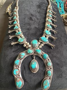 Beautiful heavy vintage antique circa 1960 Navajo squash blossom necklace 27 inches Squash Blossom Necklace, Squash Blossom, Christmas Deals, Turquoise Pendant, Pendant Necklaces, Favorite Jewelry, Vintage Antiques, Jewelry Necklace Pendant, Blossom