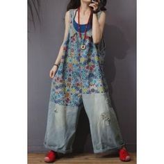 Casual Cotton Jumpsuit And Romper With Patchwork, Casual Cotton Jumpsuits And Rompers With Patchwork, Casual Cotton Jumpsuit With Patchwork, Casual Sleeveless Patchwork Overalls, Casual Patchwork Jumpsuits And Rompers For Spring, Casual Patchwork Jumpsuits And Rompers For Fall, Bohemian Cotton Overalls For Spring, Bohemian Overalls With Pockets For Spring, Casual Denim Patchwork Jumpsuit