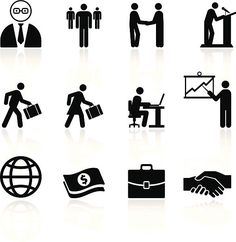 business and office icon set on white background