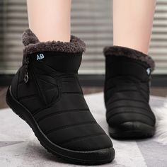 Women Boots Waterproof Snow Boots Female Plush Winter Boots Women Warm Ankle boots Winter Shoes Winter Outdoor Booties With Round Toe, Casual Mid-calf High Ankle Boots For Outdoor, Casual High Ankle Mid-calf Boots For Outdoor, Winter High Ankle Waterproof Rain Boots, Winter Waterproof High Ankle Rain Boots, Winter Ankle Booties With Padded Ankle, Waterproof High Ankle Rain Boots For Winter, Ankle-high Rain Boots For Outdoor, Waterproof Boots With Round Toe For Cold Weather