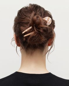 A classic French hair pin, hand-sculpted in fine Italian acetate. Recommended for all hair textures. Effortless Updo, French Pin, French Hair Pin, Thick Wavy Hair, Hoop Charms, Long Red Hair, Half Updo, French Hair, Cellulose Acetate