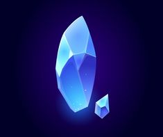 an abstract blue diamond and its reflection on a dark background