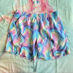 Trunks Surf & Swim Co. New Pastel Rainbow Acid Slip Cute Swimming Trunks For The Pool Or The Beach New Condition Size Xxl Tried On And Fits Me A Little Tight As A 2x So Fits 1x Better Drawstring Waist Has 2 Mesh Pockets Pretty Big Size One Back Pocket With Velcro Perfect For Swimwear Coverup And Summertime Bundle And Save!! Items May Come With Few Stray Cat Hairs I Try My Best To Clean Them Before Shipping Any More Questions Please Ask!! Price Firm!!!!!!!!!!!!!! Cheap Swim Trunks With Elastic Waistband For Beach, Cheap Nylon Swim Trunks For Beach Season, Affordable Swim Trunks For Beach Season, Cheap Fun Short Swim Trunks, Cheap Athleisure Swim Trunks For Summer, Cheap Fitted Short Swim Trunks, Cheap Summer Swim Trunks With Drawstring, Cheap Summer Swim Trunks With Elastic Waistband, Cheap Drawstring Swim Trunks For Beach Season