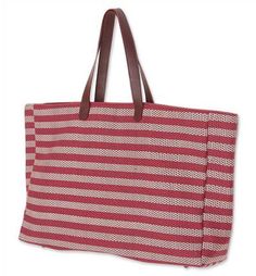 Cotton tote bag, 'Chiang Mai Stars' - Handmade Cotton and Leather Striped Tote Bag Striped Rectangular Beach Bag For Everyday Use, Canvas Bags With Striped Lining For Daily Use, Canvas Tote Bag With Striped Lining, Casual Striped Woven Bag, Striped Woven Rectangular Beach Bag, Striped Woven Travel Bag, Woven Striped Travel Bag, Striped Canvas Rectangular Bags, Everyday Use Canvas Tote Bag With Striped Lining