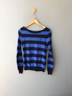 Size: Women's S Bust: 41.9cm / 16.5 in Length: 59.7cm / 23.5 in Shoulders: 38.1cm / 15 in Sleeve Length: 62.2cm / 24.5 in Condition: Gently Used Color: Blue Stripe ➖SHIPPING➖ SINGAPORE POST WORLDWIDE THANK YOU FOR WATCHING MY ITEM. HAVE A NICE DAY! T-shirt Polos, Blue Stripes, Womens Clothing Tops, Halloween Shopping, Polo Ralph, Polo Ralph Lauren, Art Collection, Bathing Beauties, Ralph Lauren