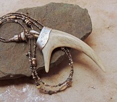 RESERVED Polished Deer Antler and Sterling von deserttalismans Deer Woman, Antler Ideas, Antler Decor, Deer Necklace