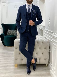 Navy Blue Slim Fit Suit for Men Blue Coat Pant, Navy Blue Suit Men, Three Piece Suit Mens, Midnight Blue Suit, Marriage Suits, Blue Slim Fit Suit, Blue Three Piece Suit, Tie Chain