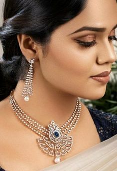 Latest Diamond Set Designs, Diamond Pendent Set Design, Latest Diamond Pendant Sets, Bridal Necklace Designs