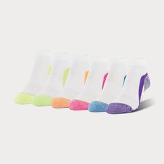 All Pro Women's 6 Pack Aqua Fx Low Cut Athletic Socks - White/Purple 5-10, Women's, Size: Small, MultiColored Breathable Pink Workout Socks, Pink Breathable Workout Socks, Multicolor Breathable Sporty Socks, White Moisture-wicking Stretch Socks, White Stretch Nylon Socks, Casual Purple Sports Socks, Nylon Sports Socks, Multicolor Stretch Sports Socks, Breathable Stretch Multicolor Socks