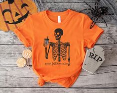 Skeleton Coffee Shirt, Sarcastic Skeleton Tee,Gift For Halloween,Gothic Clothing,Skeleton Halloween Shirt,Funny Skeleton Staying Alive Shirt HOW TO ORDER 1. From the two Drop-down menus select the Size and the Shirt Color you need. 2. Add these to your cart. *You will need to return to the listing to add the other sizes and designs you need before checking out. 3. After adding all the shirts to the Cart, Checkout them together. DELIVERY & RETURN Order Processing time for Dispatch: 1 working days Skeleton Coffee, Halloween Gothic, Funny Skeleton, Gothic Clothing, Skeleton Halloween, Coffee Shirt, Coffee Shirts, Gothic Outfits, Halloween Skeletons