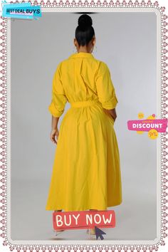 Long Sleeve Solid Color Bodycon Maxi Dresses Fitted Solid Color Shirt Dress For Day Out, Spring Workwear Plain Midi Dress, Yellow Solid Color Maxi Dress For Spring, Casual Yellow Shirt Dress For Fall, Yellow Fitted Maxi Dress For Workwear, Yellow Long Sleeve Maxi Dress For Work, Yellow Maxi Dress For Work, Yellow Solid Color Dress For Work, Yellow Fitted Chic Shirt Dress